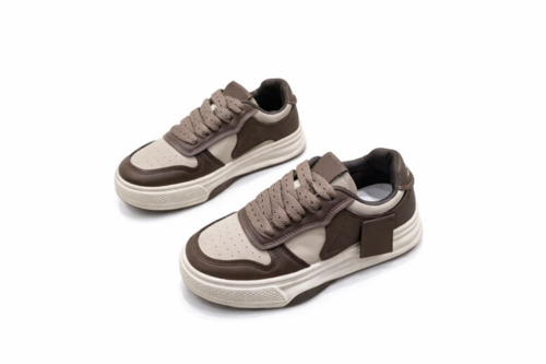 Two-Tone Brown & Cream Casual Low-Top Sneakers